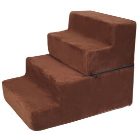 Dog Stairs Pet Step For Bed Couch Sofa Car 4 Steps Soft Foam Detachable Dogs Cats Climb Ladder (Dog health: Brown)