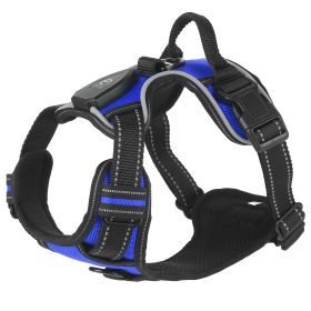 Light Up Dog Harness Rechargeable LED Dog Harness No Pull Lighted Dog Vest with Handle for Small/Medium/Large Dogs (Dog health: DarkBlue_L)