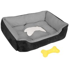 Pet Dog Bed Soft Warm Fleece Puppy Cat Bed Dog Cozy Nest Sofa Bed Cushion Mat For S/M Dog (Dog health: Black_L)