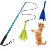 Extendable Dog Flirt Pole with Lure 10.23-26.77in Teaser Wand with 2 Replaceable Interactive Tail Toys For Small Medium Large Dogs Training Exercise T