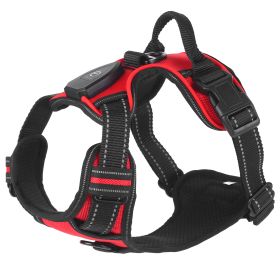 Light Up Dog Harness Rechargeable LED Dog Harness No Pull Lighted Dog Vest with Handle for Small/Medium/Large Dogs (Dog health: Red_XL)