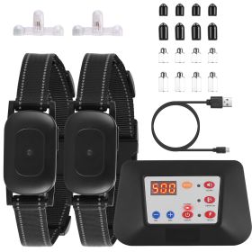 990FT Radius Dog Training Collar Wireless Fence IPX6 Waterproof Pet Beep Vibration Electric Shock Fence System 3 Channels Rechargeable Transmitter Rec (Dog health: With2Collars)
