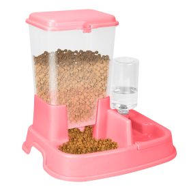 Pet Automatic Water Dispenser Food Dispenser 2 In 1 Dog Cat Dispenser Gravity Food Water Dispenser (Dog health: Pink)