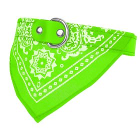 Adjustable Bandana Leather Pet Collar Triangle Scarf (Dog health: Green_L)