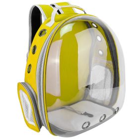 Pet Backpack Carrier Ventilate Transparent Backpack Travel Breathable Astronaut Cat Carrier For Puppies Cats Dogs Under 13LBS (Dog health: Yellow)