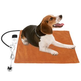 Pet Heating Pad Waterproof Electric Heating Mat Warming Blanket with 9 Heating Modes 4 Timer Settings Washable Cover Chew Resistant Cord Case (Dog health: Brown_UK)
