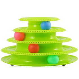 Cat Track Tower Toys 4-Layer Ball Track Interactive Cat Toys Electric Rotate Butterfly Birds (Dog health: 4Layer_GRN)
