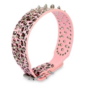 Dog Leather Collar Spiked Studded Pet Dog Collar Adjustable Neck Pitbull Mastiff Collar (Dog health: Leo_L)