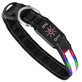 Light Up Dog Collar LED Dog Collar Safety Night Glowing Dog Collar with 9 Light Colors IPX7 Waterproof USB Rechargeable S/M/L (Dog health: S)