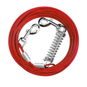 9.8FT Dog Tie Out Cable Long Dog Leash Chew Proof Lead Dog Chain with Durable Spring 360° Rotatable Clips PVC Case for Outside Yard Caming (Dog health: Red_3M)
