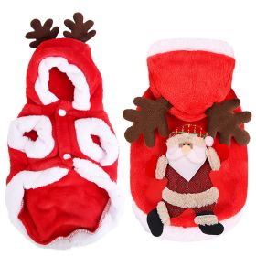 Pet Christmas Clothes Santa Claus Reindeer Antlers Costume Winter Outfit New Year Coat For Small Medium Dogs Cats Available in S/M/L/XL (Dog health: Red_L)