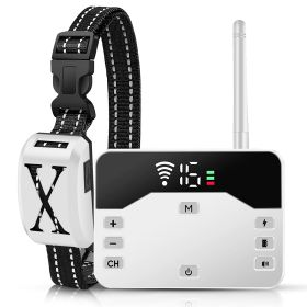 2 In 1 Wireless Electric Dog Fence Waterproof Pet Shock Boundary Containment System Electric Training Collar for Small Medium Large Dogs (Dog health: White_1Collar)