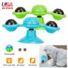 Windmill Cat Toy Turntable Interactive Teasing Pet Toy Wall Mount Turning Tickle Scratch Hair Brush Cat Toy with Catnip Light Ball