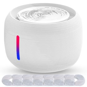 2.5L 84.54OZ Pet Water Fountain Smart Pet Drinking Fountain with LED Light 7 Pack Replaceable Filters Water Level Quiet Pump Dry-Run Protection Cat Do (Dog health: White)