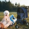 3 Wheels Pet Stroller Foldable Carrier Strolling Cart Travel Jogger Pet Stroller with Removable Liner Storage Basket for Dog Cat