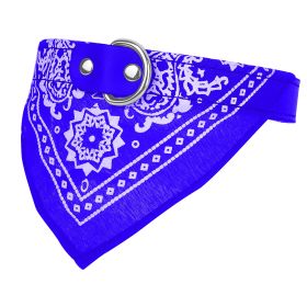 Adjustable Bandana Leather Pet Collar Triangle Scarf (Dog health: Blue_M)