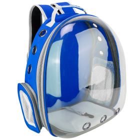 Pet Backpack Carrier Ventilate Transparent Backpack Travel Breathable Astronaut Cat Carrier For Puppies Cats Dogs Under 13LBS (Dog health: Blue)
