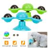 Windmill Cat Toy Turntable Interactive Teasing Pet Toy Wall Mount Turning Tickle Scratch Hair Brush Cat Toy with Catnip Light Ball