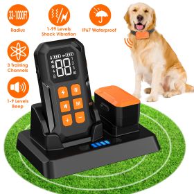 2 In 1 Wireless Electric Dog Fence With Training Collar IP67 Waterproof Pet Beep Vibration Shock Boundary Containment System for Small Medium Large Do (Dog health: 2Collar)