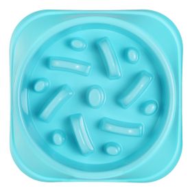 Dog Cat Slow Feeder Bowl Pet No Gulp Feeder Bowl Anti-Bloat Feeding Plate (Dog health: Blue)