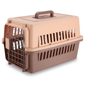 Travel Dog Kennel Carrier Handheld Pet Crate Cage Cat Rabbit Carrier Box w/ 11lbs Max Load Safety Squeeze Latch (Dog health: Grey)
