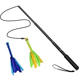 Extendable Dog Flirt Pole with Lure 10.23-26.77in Teaser Wand with 2 Replaceable Interactive Tail Toys For Small Medium Large Dogs Training Exercise T (Dog health: Black)