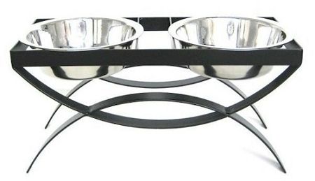 SeeSaw Double Elevated Dog Bowl (Dog health: Medium/Black)