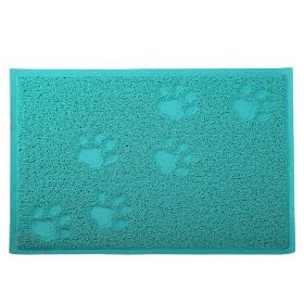 Dog Cat Bowl Mat Pet Food Water Feeding Mat Non-slip Pet Dish Tray Mat Paw Clean Placemat (Dog health: Square_Aqua)
