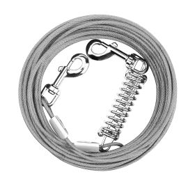 29.5FT Dog Tie Out Cable Long Dog Leash Chew Proof Lead Dog Chain with Durable Spring 360° Rotatable Clips PVC Case for Outside Yard Caming (Dog health: Grey_9M)