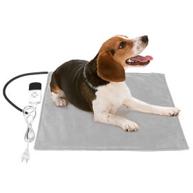 Pet Heating Pad Waterproof Electric Heating Mat Warming Blanket with 9 Heating Modes 4 Timer Settings Washable Cover Chew Resistant Cord Case (Dog health: Grey_US)