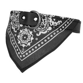 Adjustable Bandana Leather Pet Collar Triangle Scarf (Dog health: Black_L)