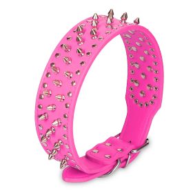 Dog Leather Collar Spiked Studded Pet Dog Collar Adjustable Neck Pitbull Mastiff Collar (Dog health: Rose_S)