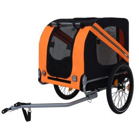 Large Folding Bike Trailer for Dogs ��� 120LB Capacity All-Terrain Pet Carrier, Durable Steel Frame for Cycling, Jogging, Camping & Outdoor Adventures (Color: as Pic)