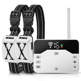 2 In 1 Wireless Electric Dog Fence Waterproof Pet Shock Boundary Containment System Electric Training Collar with 2 Receiver Collars for Small Medium (Dog health: White_2Collar)