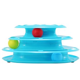 Cat Track Tower Toys 4-Layer Ball Track Interactive Cat Toys Electric Rotate Butterfly Birds (Dog health: Triangle_BLU)
