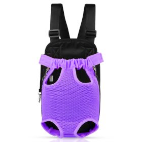 Dog Carrier Backpack Legs Out Front Pet Backpack Carrier Travel Bag Adjustable Shoulder Straps for Hiking Camping Shopping Biking (Dog health: Purple_S)