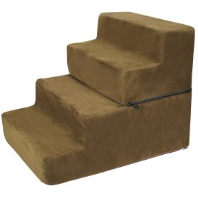 Dog Stairs Pet Step For Bed Couch Sofa Car 4 Steps Soft Foam Detachable Dogs Cats Climb Ladder (Dog health: Beige)