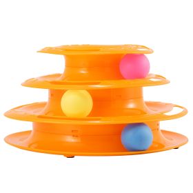 Cat Track Tower Toys 4-Layer Ball Track Interactive Cat Toys Electric Rotate Butterfly Birds (Dog health: Round_Org)