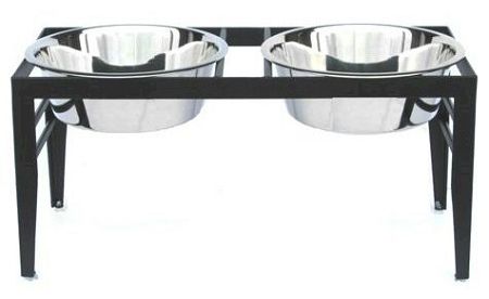 Chariot Double Elevated Dog Bowl (Dog health: Large/Black)