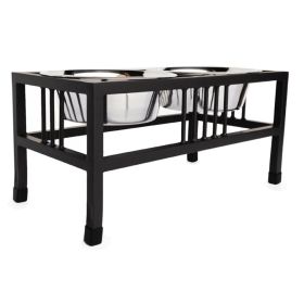 Baron Double Raised Dog Bowl (Dog health: Small/Black)